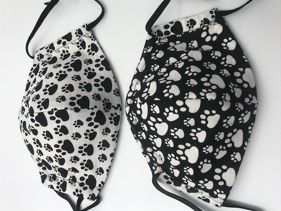 White With Black Paws with Black With White Paws on Reverse - Reversible Limited Edition Face Mask image 0